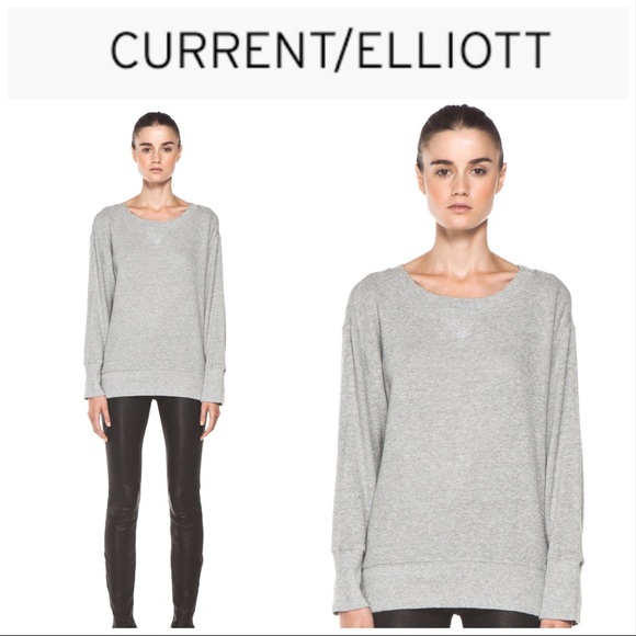 Current/Elliott Tops - Current Elliott Gray Side Zip Stadium Sweatshirt